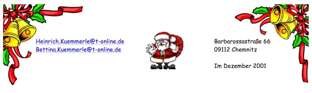 Weihnachtsbrief 2001