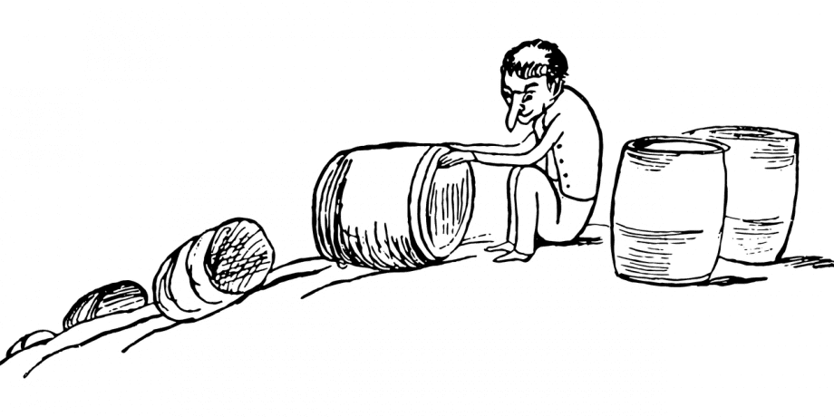 Mann mit Fässer