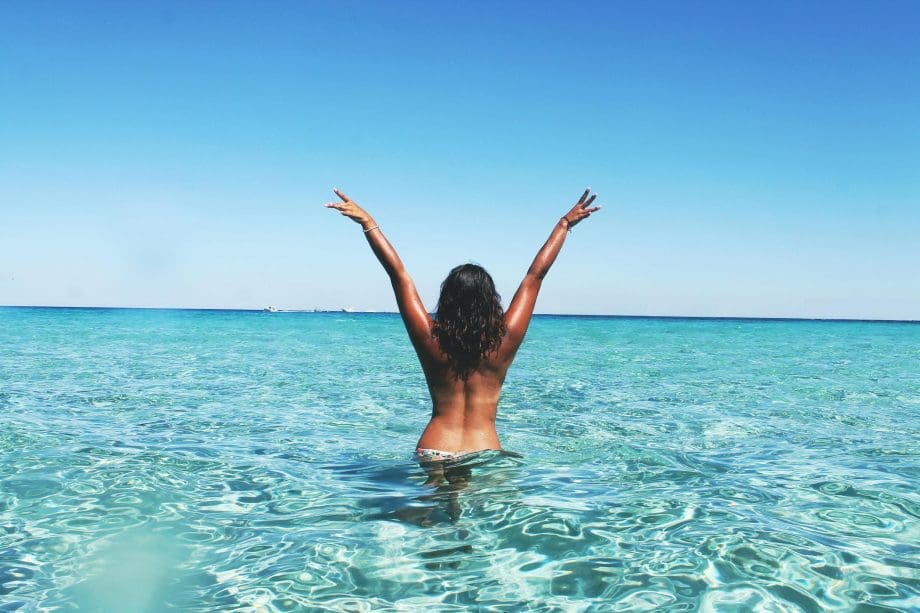 Badende im Meer