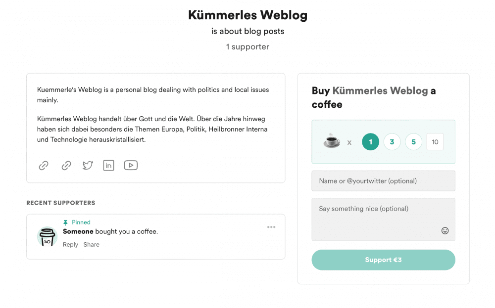 Buy me a coffee Website